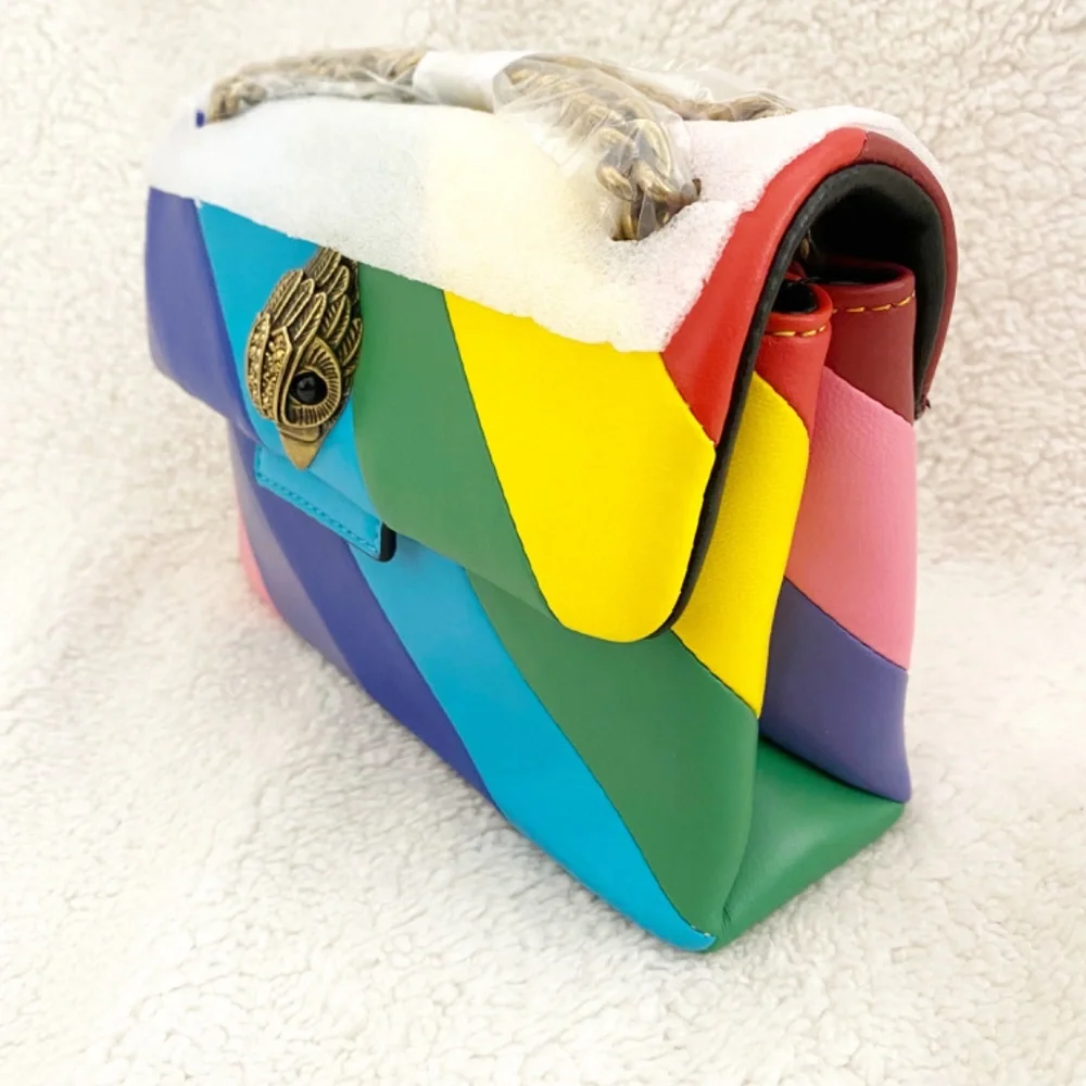 Kurt Geiger London Leather Mini Kensington Rainbow Stripe Crossbody Bag NWT - Picture 3 of 11